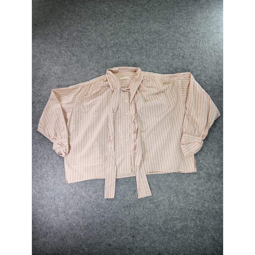 Orr‎ Shirt Womens Small Pink Over Sized Bow Stripe Ruffle
